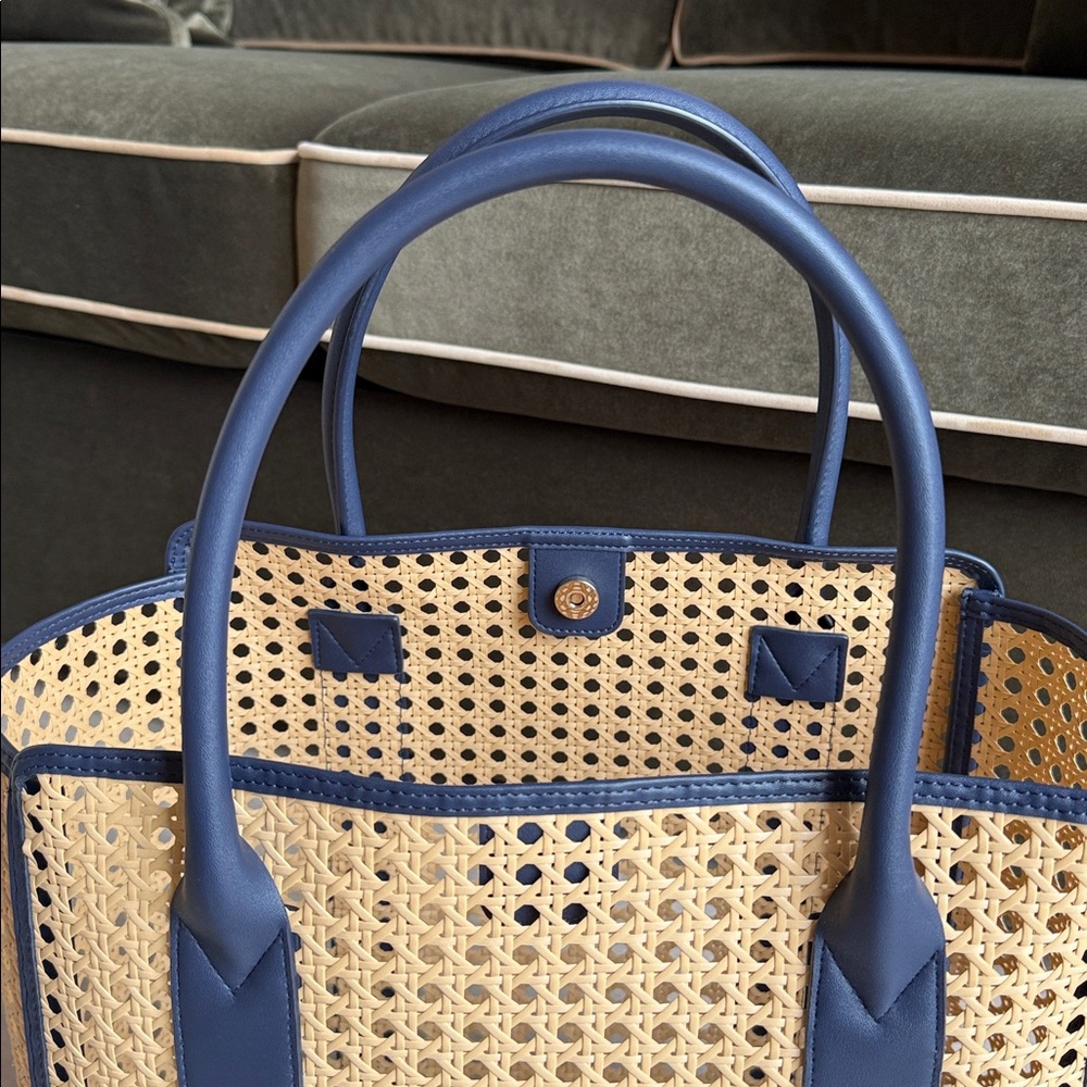 Mark & Graham WATERPROOF CANING TOTE Navy Blue Bag Purse Handbag - Picture 4 of 10